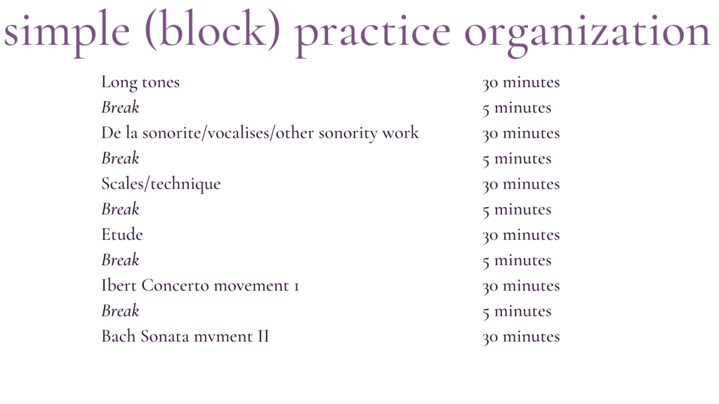 Sample of block practice organization | Sarah Weisbrod, Flutist