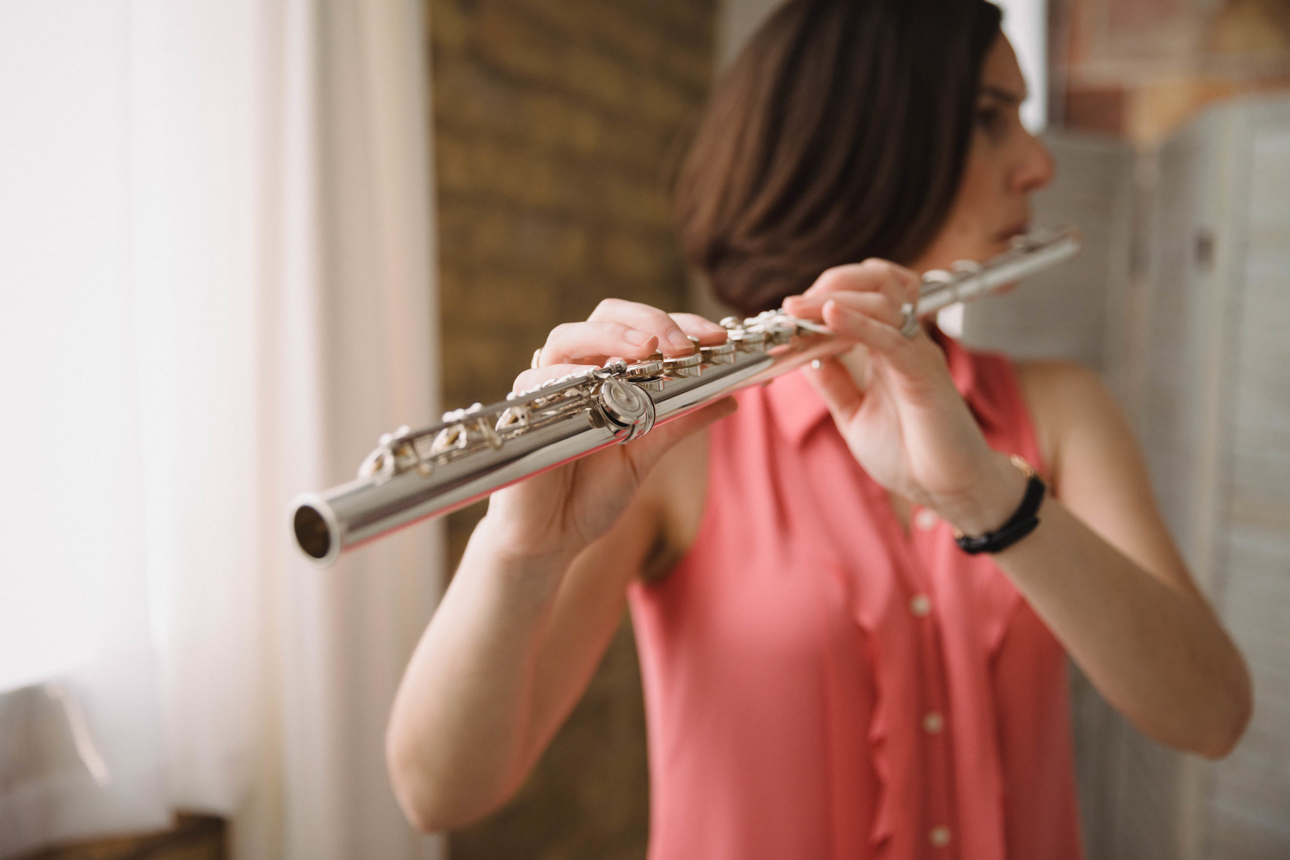 Flutist Sarah Weisbrod playing flute